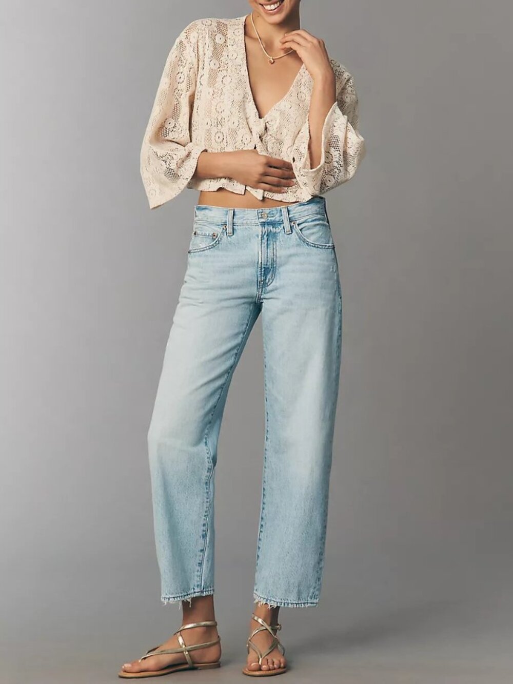NWT Pistola Lexi Mid Rise Bowed Straight Leg Jeans Dolce Vita Vintage Size 26